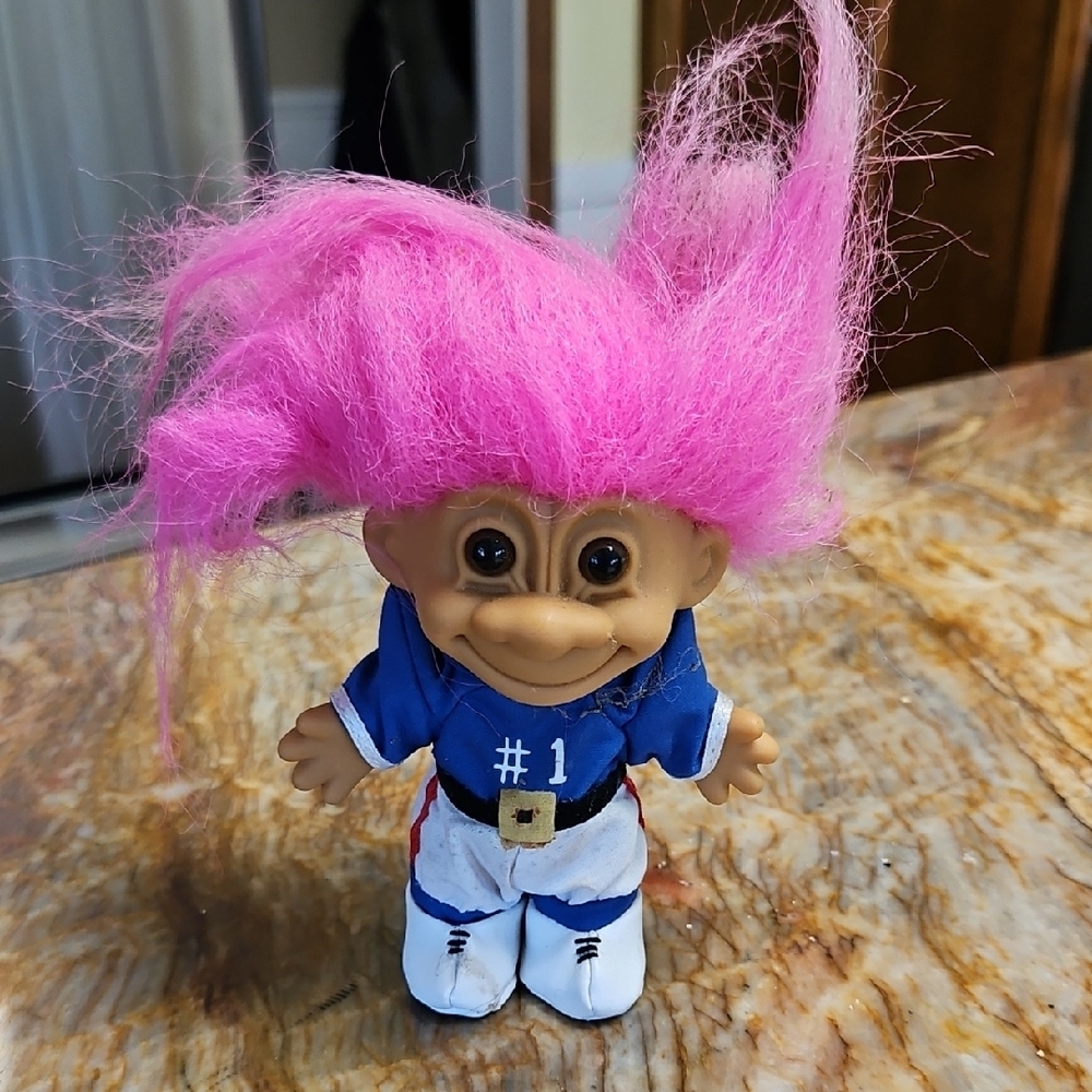 RUSS Pink-Haired Troll Doll with Blue Outfit